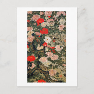 Cartão Postal 22. 牡 丹 小 図, 若 冲 Peonias e Pequenas Av