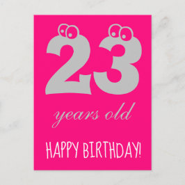 Cartão Postal 23 anos de idade FELIZ ANIVERSÁRIO Rosa Quente Fof