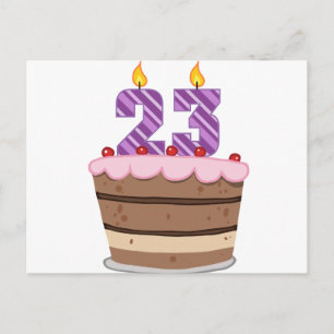 Cartão Postal 23 anos de idade no Bolo de Aniversário