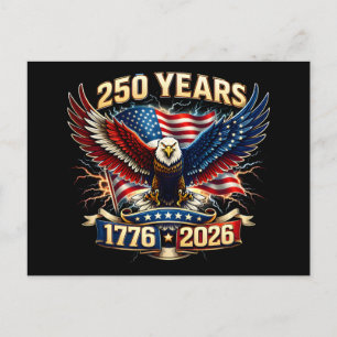 Cartão Postal 250 Anos 1776 2026 Águia Americana Patriótica