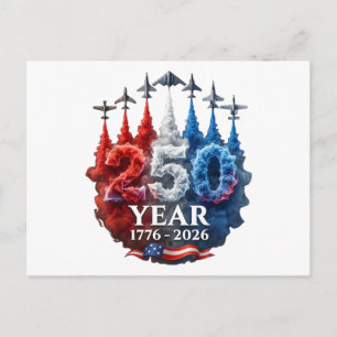 Cartão Postal 250 Anos Americano 250º EUA Patriótico 4 de Julho
