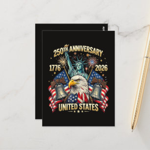 Cartão Postal 250 Anos de Aniversário Americano 1776-2026 Bandei