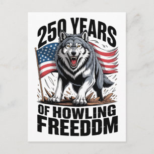 Cartão Postal 250 Anos de Arte de Lobo Uivando Liberdade