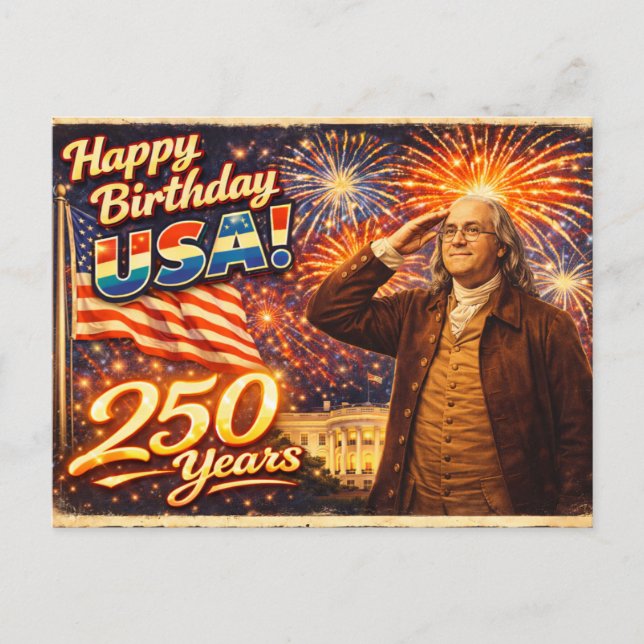 Cartão Postal 250 Anos de Excelência Benjamin Franklin EUA  (Frente)