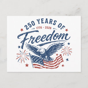 Cartão Postal 250 Anos de Liberdade 1776 2026 Águia Americana