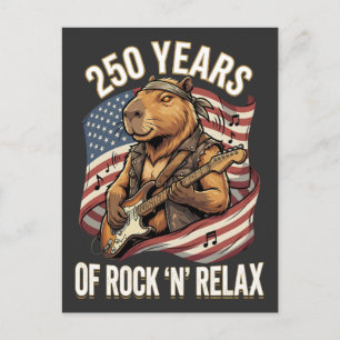 Cartão Postal 250 Anos de Rock 'N' Relax Capybara Rockstar
