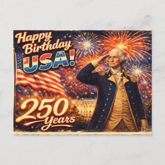 Cartão Postal 250 Anos EUA 4 de Julho George Washington