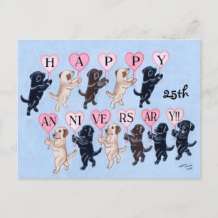 Cartão Postal 25 Anniversário Labrador Retrievers Pintura