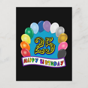 Cartão Postal 25 Birthday dá presentes com Design de balões asso