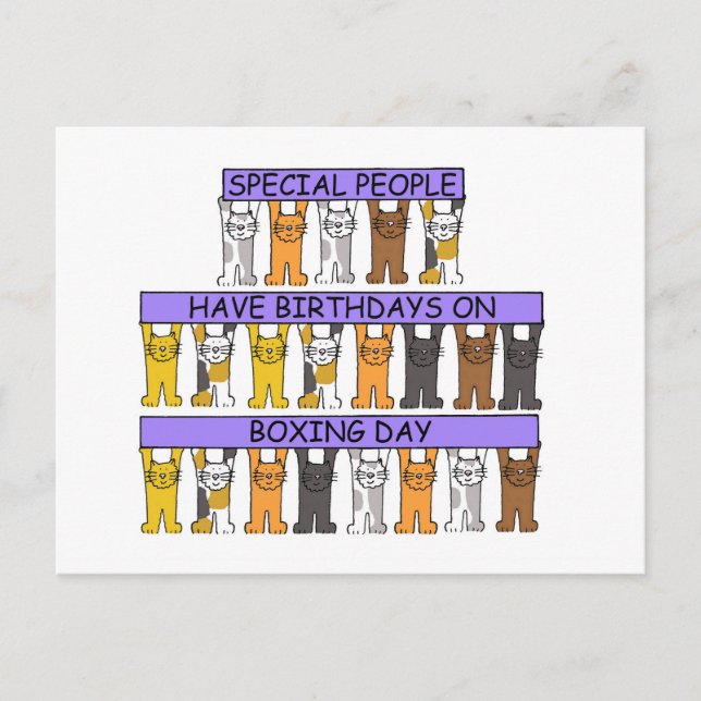 Cartão Postal 26 de dezembro Gatos de Cartoon Fofos (Frente)