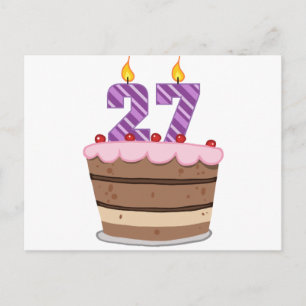 Cartão Postal 27 anos de idade no Bolo de Aniversário
