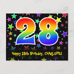 Cartão Postal 28º Aniversário: Padrão de Estrelas Divertidas, Ar