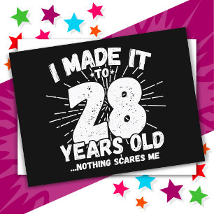 Cartão Postal 28 Anos de Idade Sarcástico Meme Divertido Anivers