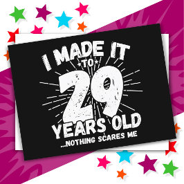 Cartão Postal 29 anos de idade Sarcástico Meme Engraçado 29 de a