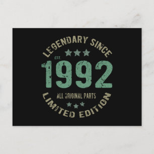 Cartão Postal 29 anos Idade do Dia 1992 Legenda desde o 29º aniv