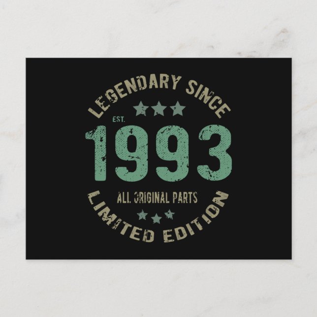 Cartão Postal 29 anos Idade do Dia 1993 Legenda desde o 29.o ani (Frente)