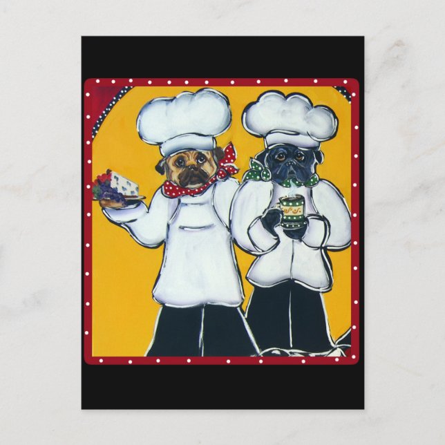Cartão Postal 2 Chef Pugs (Frente)