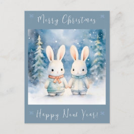 Cartão Postal 2 coelhos de Natal