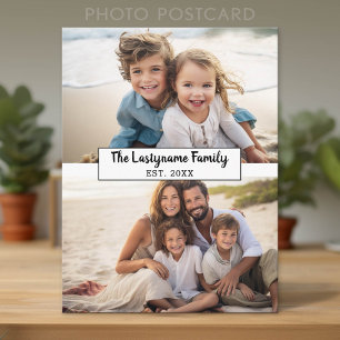 Cartão Postal 2 Colagem de Fotos com Texto para Nome da Família