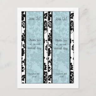Cartão Postal 2 Favoritos de Casamento tema damasco Floral Preto