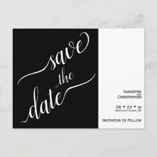 Cartão Postal 2 Painel Casamento Preto e Branco Mínimo Salvar a