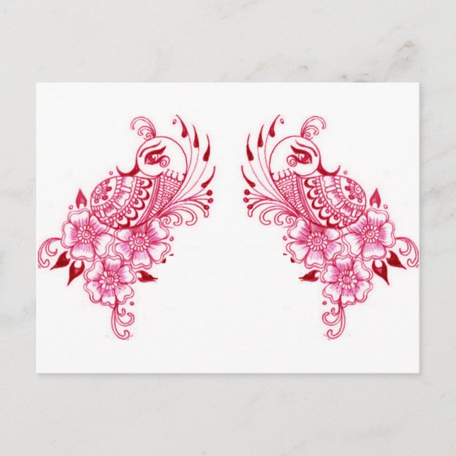 Cartão Postal 2 Rosa Mehndi Henna paciock art (Frente)