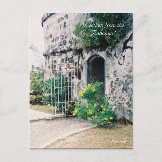 Cartão Postal 2a-minha, Saudações das Bahamas! Julie Henkle (Frente)