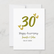 30º feliz aniversário de casamento dourado cinza c
