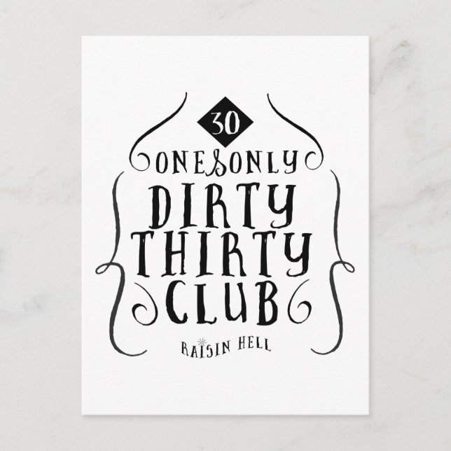 Cartão Postal 30 Aniversário 30 Anos Suja 30 (Frente)