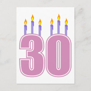 Cartão Postal 30 Velas de aniversário (rosa/roxo)
