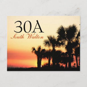 Cartão Postal 30A - South Walton Palm Tree Sunset
