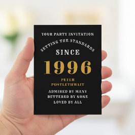 Cartão Postal 30th Birthday 1996 Black Gold Invitation