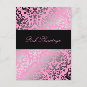 Cartão Postal 311-Dazzling Damask Pink Flamingo