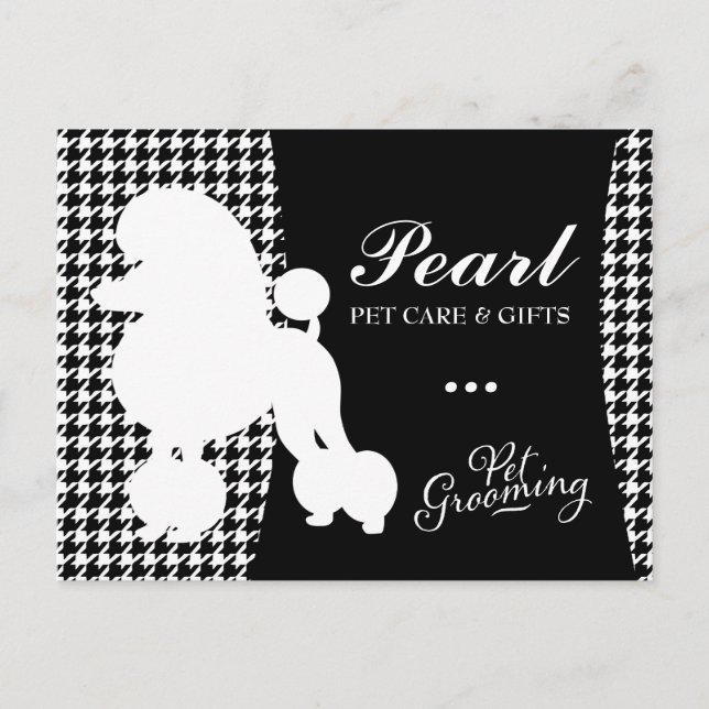 Cartão Postal 311 Pérola do Poodle Pet Grooming Houndstooth (Frente)