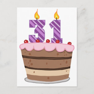Cartão Postal 31 anos de idade no Bolo de Aniversário