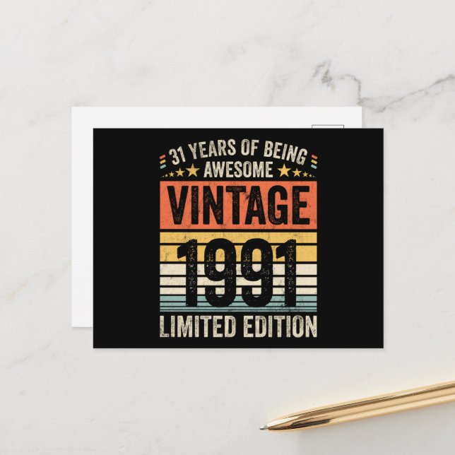 Cartão Postal 31 Anos Sendo Incrível Vintage 1991 (Frente/Verso In Situ)