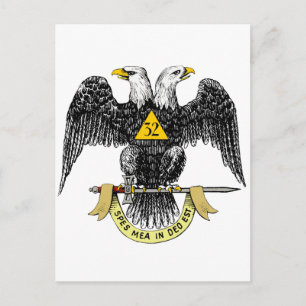 Cartão Postal 32nd Degree Scottish Rite Black Eagle