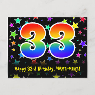Cartão Postal 33º Aniversário: Padrão de Estrelas Divertidas, Ar