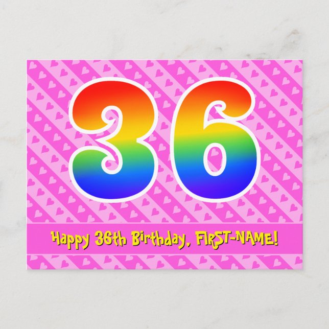 Cartão Postal 36º Aniversário: Listras Cor-de-Rosa & Corações, A (Frente)