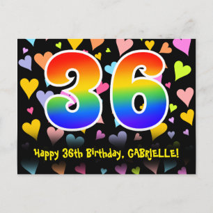 Cartão Postal 36º Aniversário: Padrão de Corações Divertidos, Ar