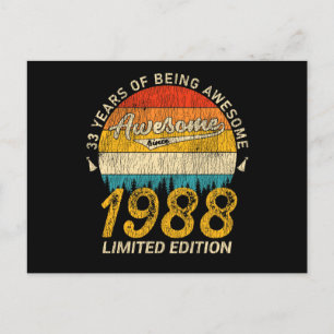 Cartão Postal 37 Anos de Idade 1988 Retro Incrível Presente de 3