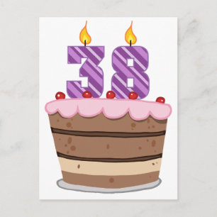 Cartão Postal 38 anos de idade no Bolo de Aniversário