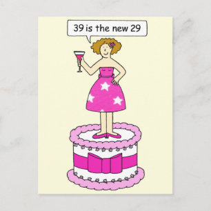 Cartão Postal 39º aniversário do Humor para a Dama dela num Bo
