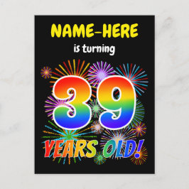 Cartão Postal 39º Aniversário - Fogos de Artifício Divertidos, V