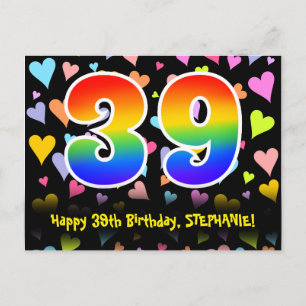 Cartão Postal 39º Aniversário: Padrão de Corações Divertidos, Ar