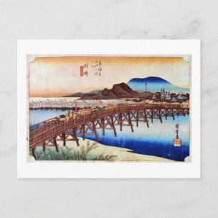 Cartão Postal 39. 岡 崎 宿, 広 Okazaki-juku, Hiroshige, Ukiy