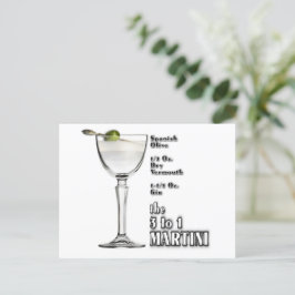 Cartão Postal 3 a 1 (úmido) Martini Cocktail Recebe arte