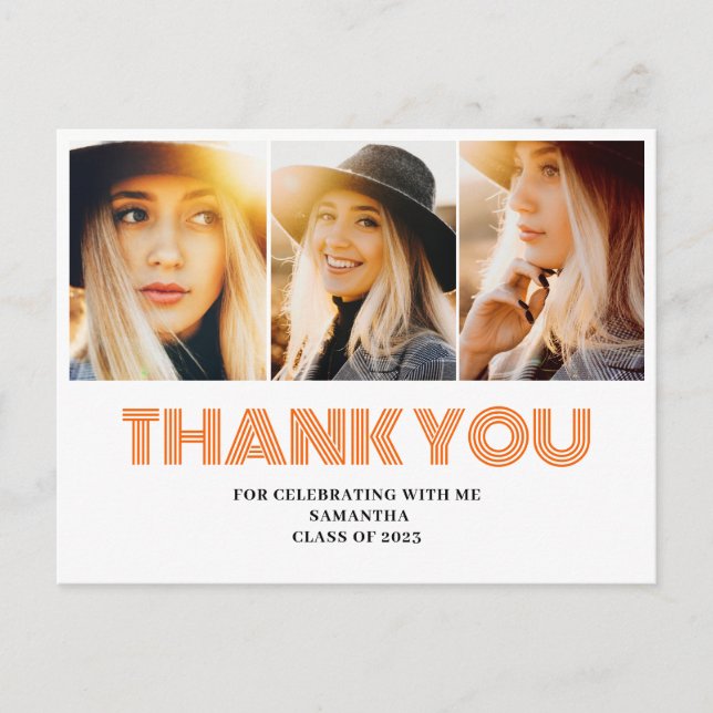 Cartão Postal 3 Colagem de Fotos Agradecimento de Graduação (Frente)