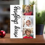 Cartão Postal 3 Colagem de Fotos - Natal Moderno<br><div class="desc">Use três fotos e faça uma saudação de Natal alegre e exclusiva com tema preto e branco. Se precisar mover alguma coisa,  clique no botão personalizar para fazer alterações.</div>
