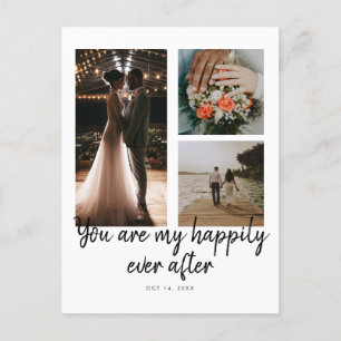 Cartão Postal 3 Fotos Citação Colagem 1º Aniversário de Casament